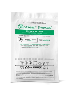 Luva para sala limpa Nitrílica BioClean Emerald bag