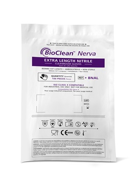 Luva para Sala Limpa Nitrílica BioClean Nerva Bag