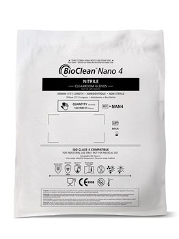 Luva para Sala Limpa Nitrílica BioClean Nano 4 BAG