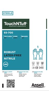 Luva nitrílica estéril TouchNTuff 93-700 bag